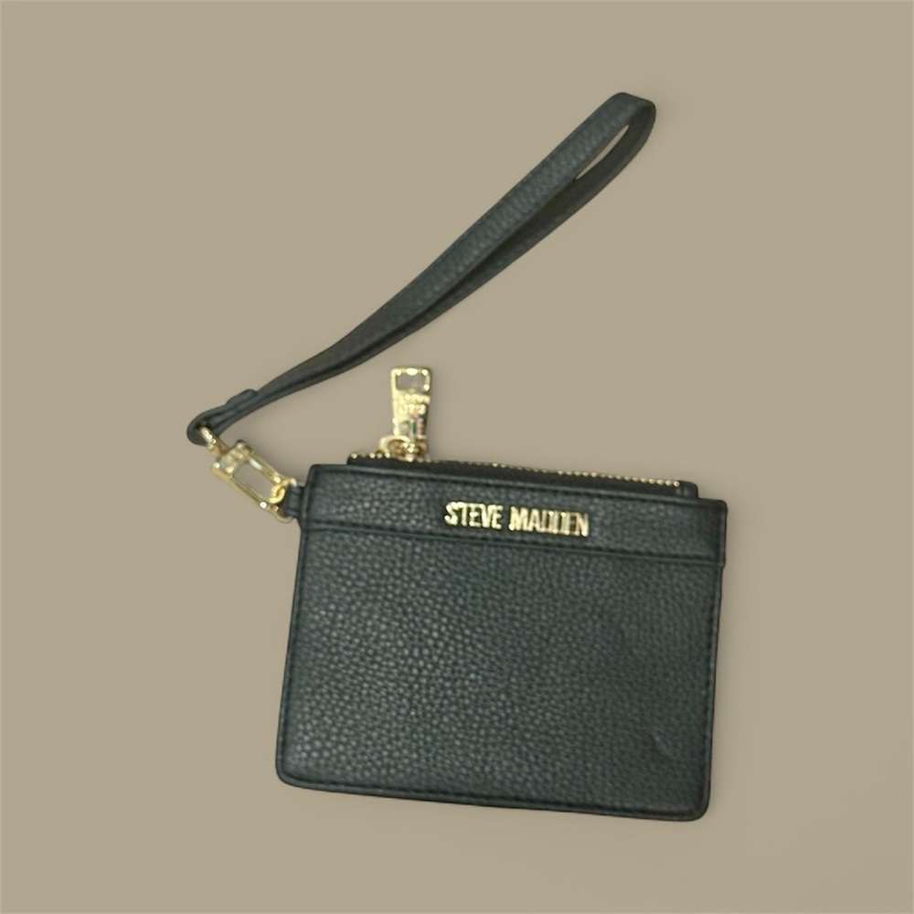 Steve Madden Black ID wallet with Gold Accents